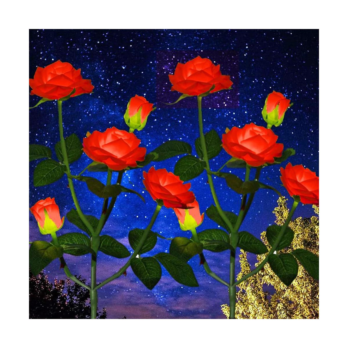 Juego de 2 luces realistas de flores de rosas para
