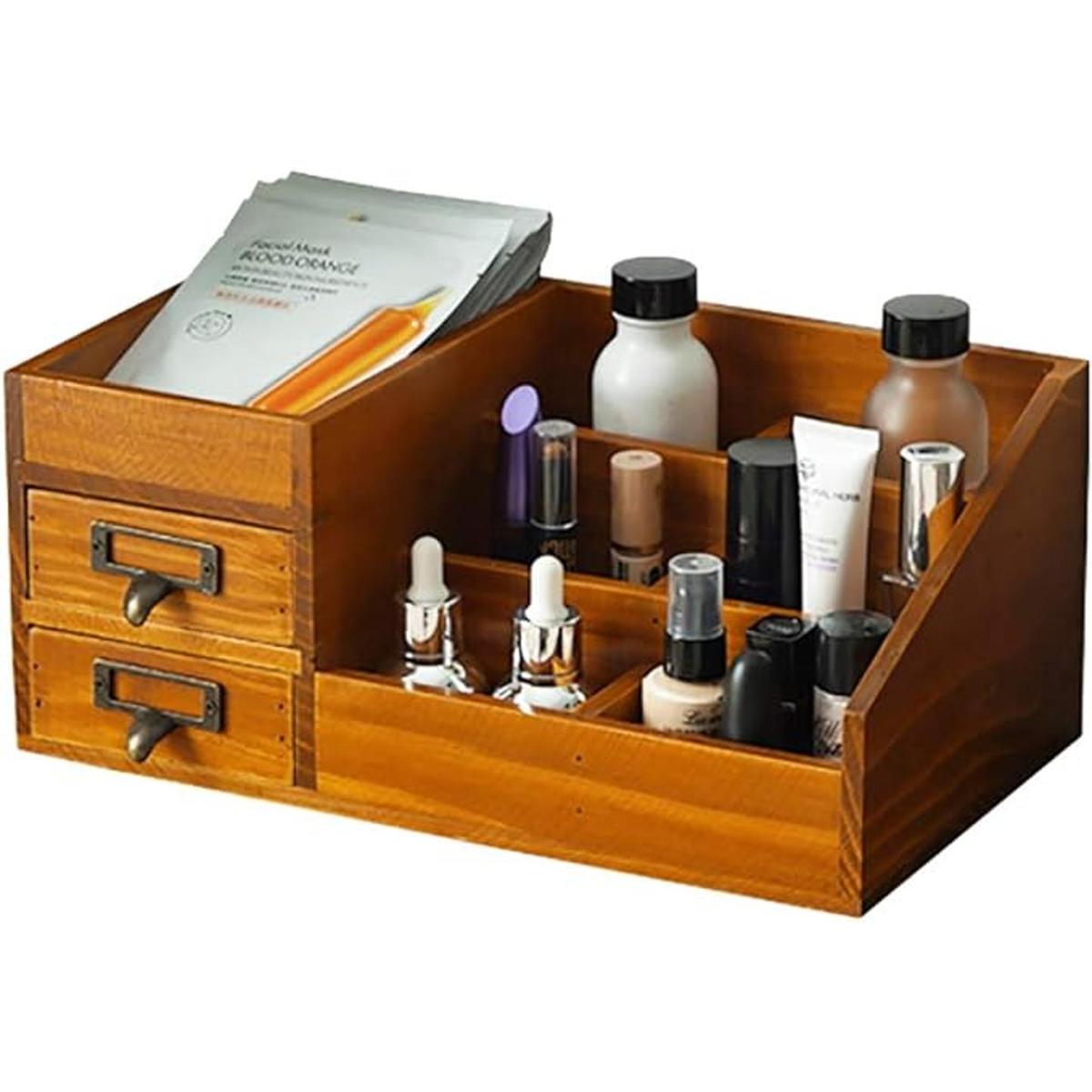 Organizador de maquillaje de madera decoración de granja