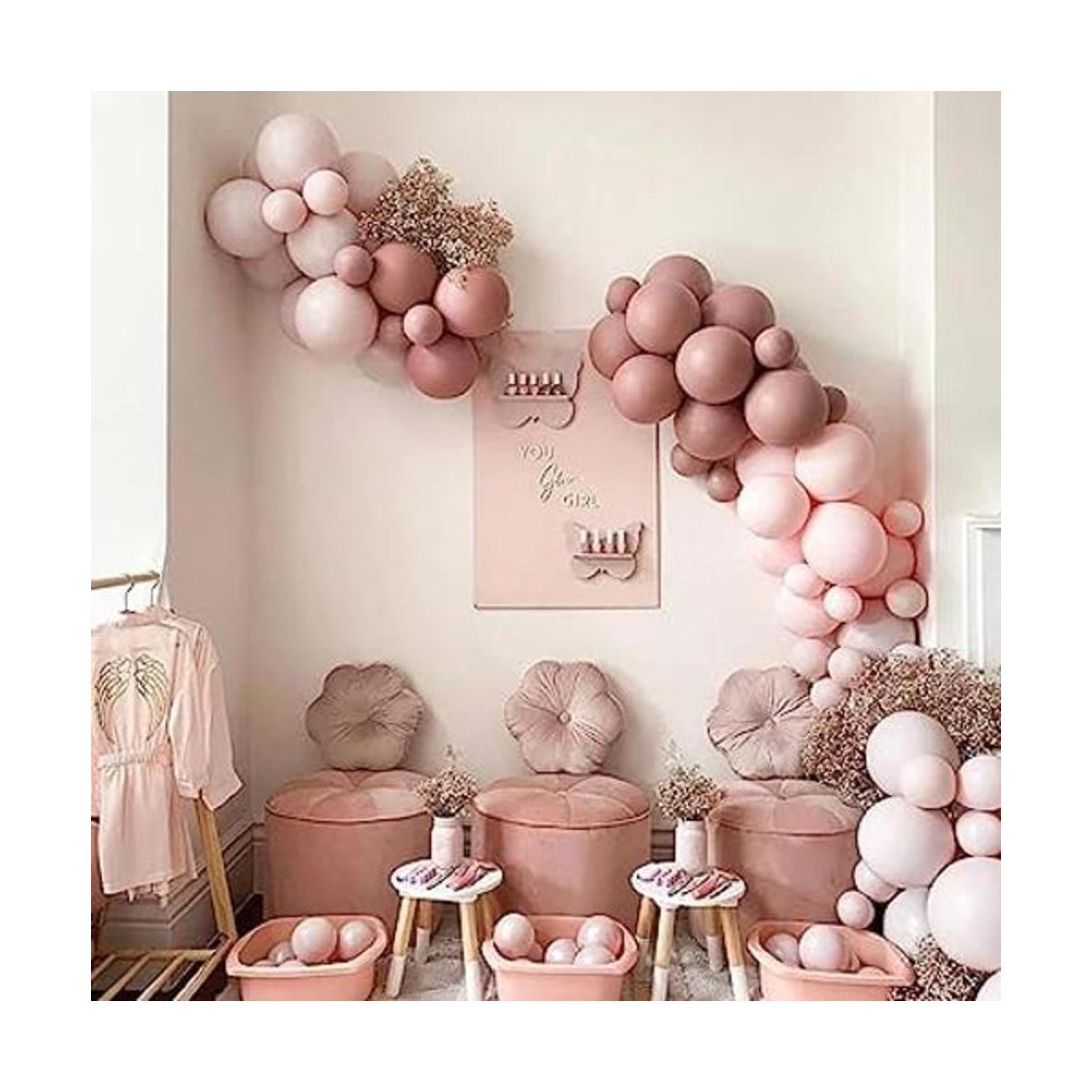 Guirnalda de globos rosa polvoriento de látex mate