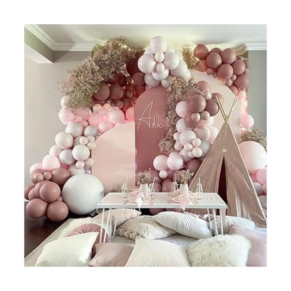 Guirnalda de globos rosa polvoriento de látex mate