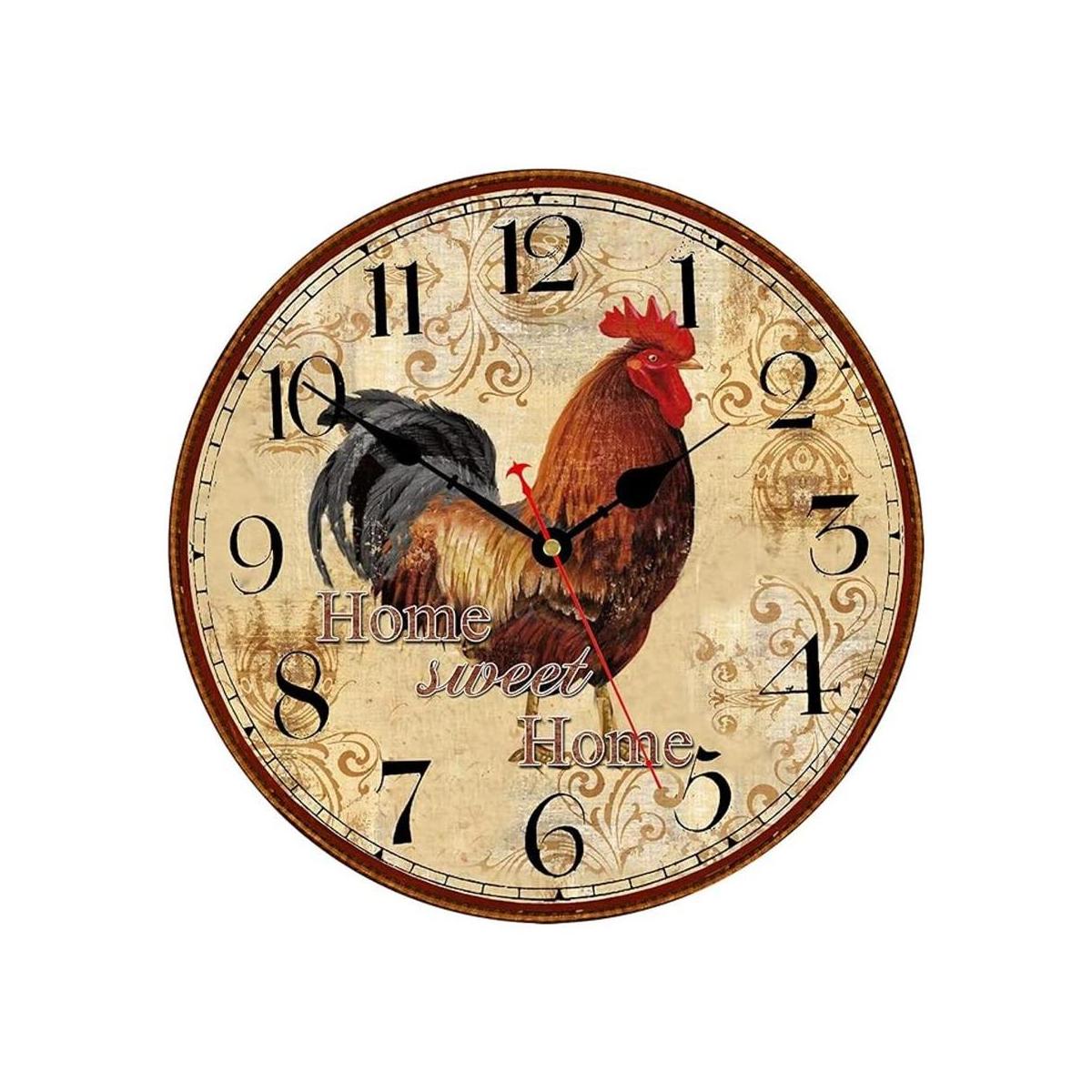 TAHEAT Reloj de pared de gallo de granja funciona con