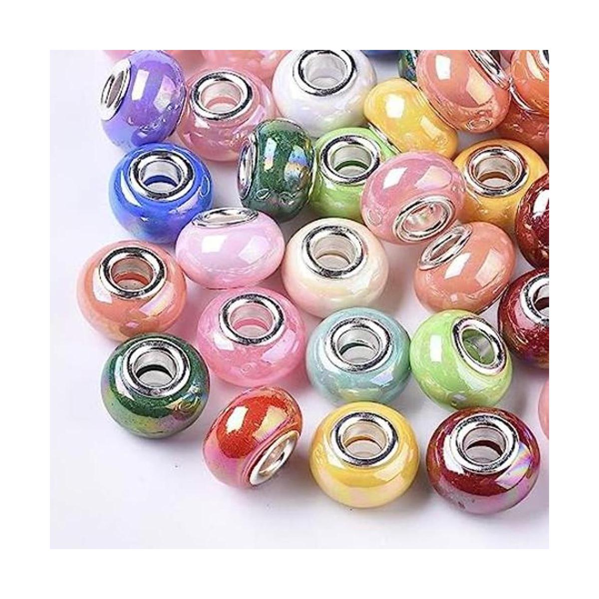 Beadthoven 100 cuentas europeas de resina de porcelana