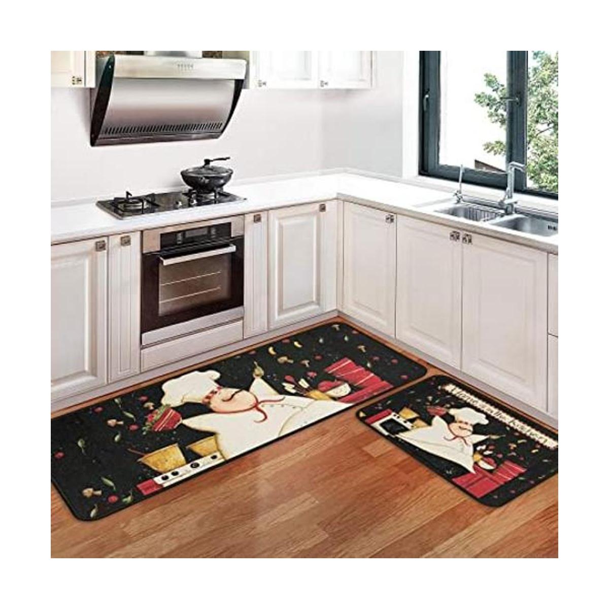 Juego de 2 alfombras y tapetes de cocina lavables suaves