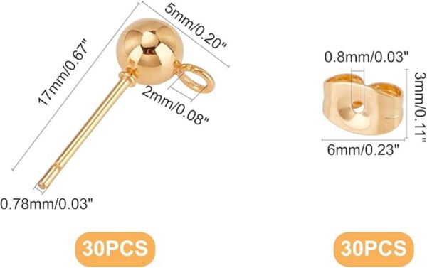 UNICRAFTALE 30 aretes de bola dorada hipoalergénicos de_4