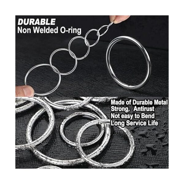 90 anillos redondos de metal plateado de 6 tamaños