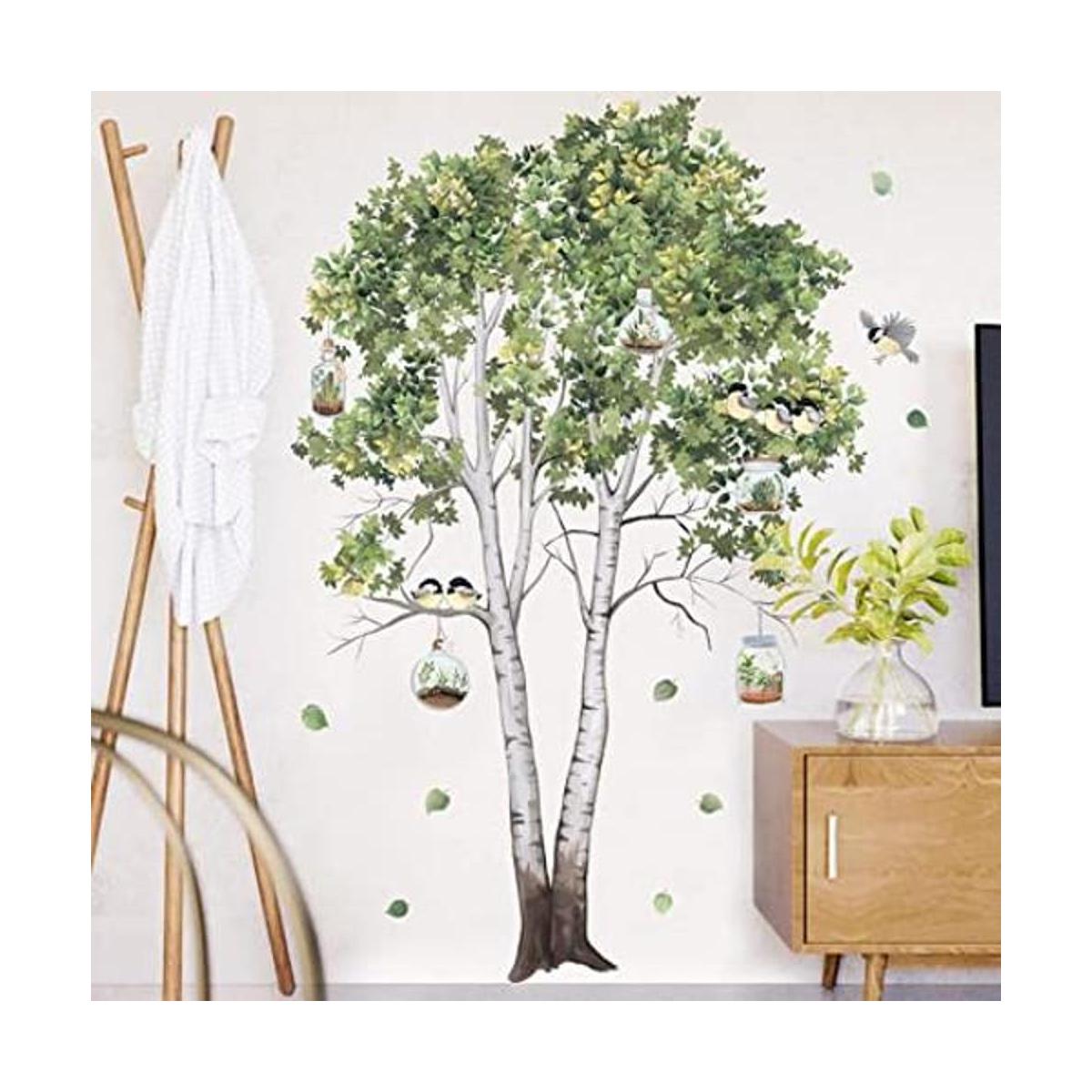 AUHOKY Adhesivo de pared para plantas frescas de abedul y