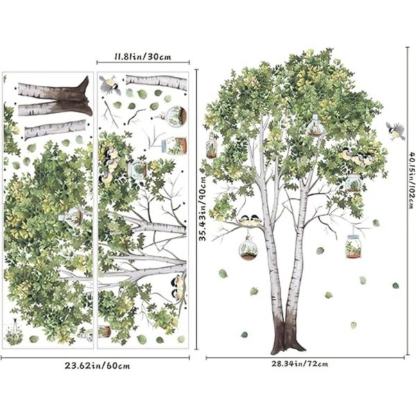 AUHOKY Adhesivo de pared para plantas frescas de abedul y