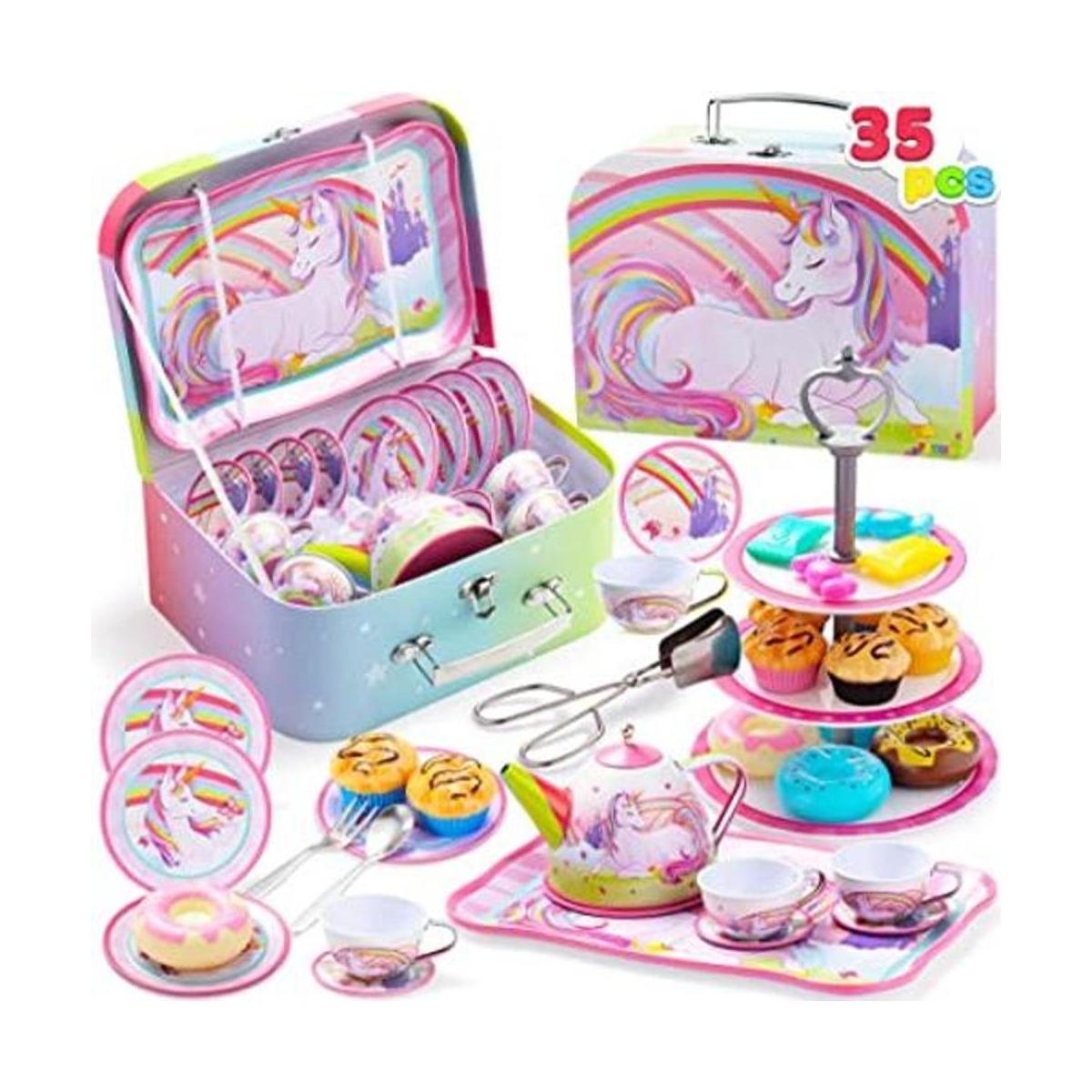 JOYIN Juego de 35 tetera de lata de unicornio para fiestas