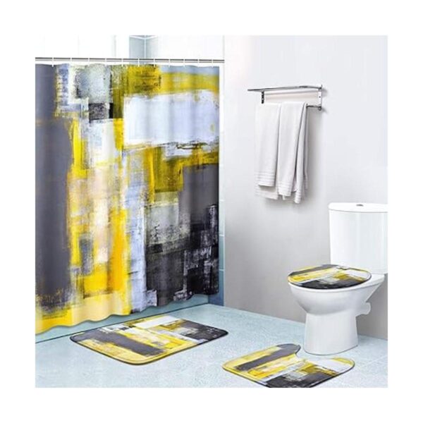 Britimes Juego de 4 cortinas de ducha color amarillo gris_1