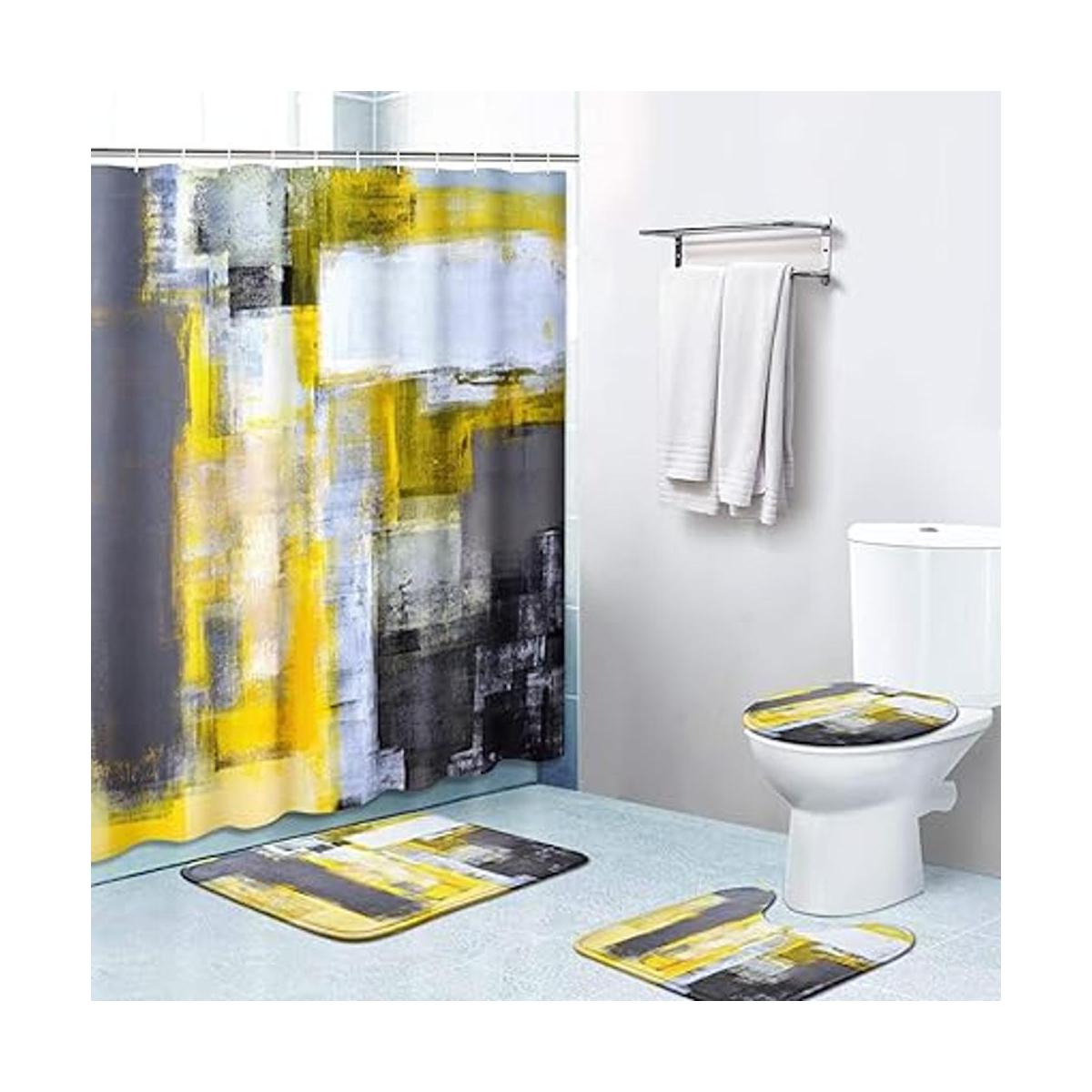 Britimes Juego de 4 cortinas de ducha color amarillo gris