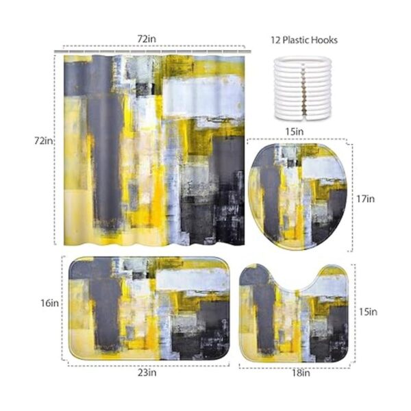 Britimes Juego de 4 cortinas de ducha color amarillo gris_2