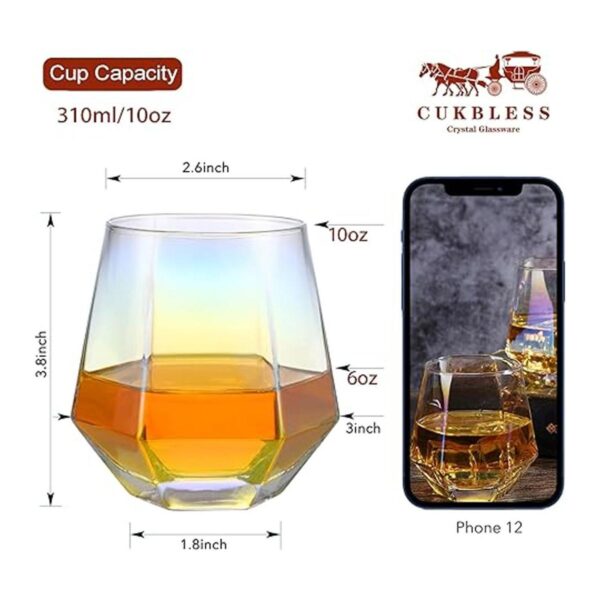 Juego de 4 copas de vino sin tallo 10 onzas cristalería_5