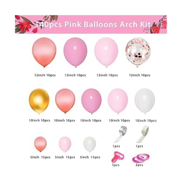 Juego de 140 globos de oro rosa rosa con arco globos de_2