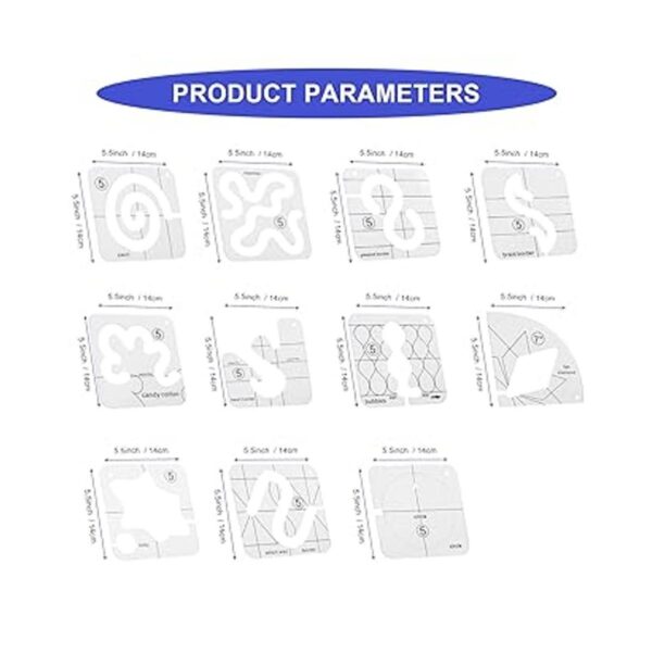 Juego de 12 plantillas de acolchado de movimiento libre