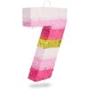 Piñata pequeña rosa y dorada número 7 para decoración de_1