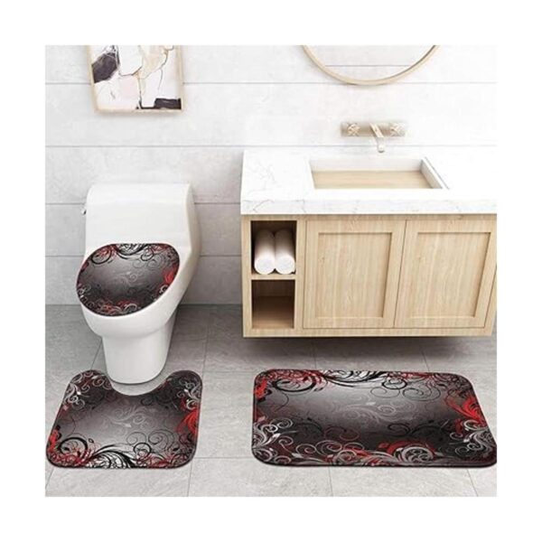 ArtSocket Juego de 4 cortinas de ducha color negro rojo_4
