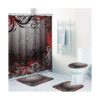 ArtSocket Juego de 4 cortinas de ducha color negro rojo_3