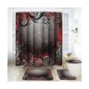 ArtSocket Juego de 4 cortinas de ducha color negro rojo_1