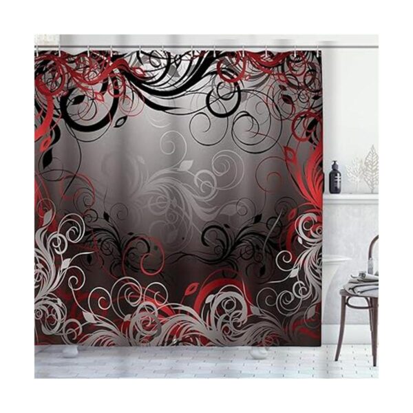 ArtSocket Juego de 4 cortinas de ducha color negro rojo_2