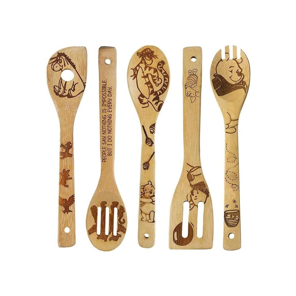 Juego de 5 cucharas de madera para utensilios de cocina