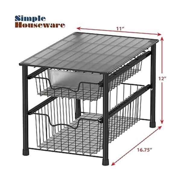 SimpleHouseware Cajón apilable de 2 niveles color negro_4