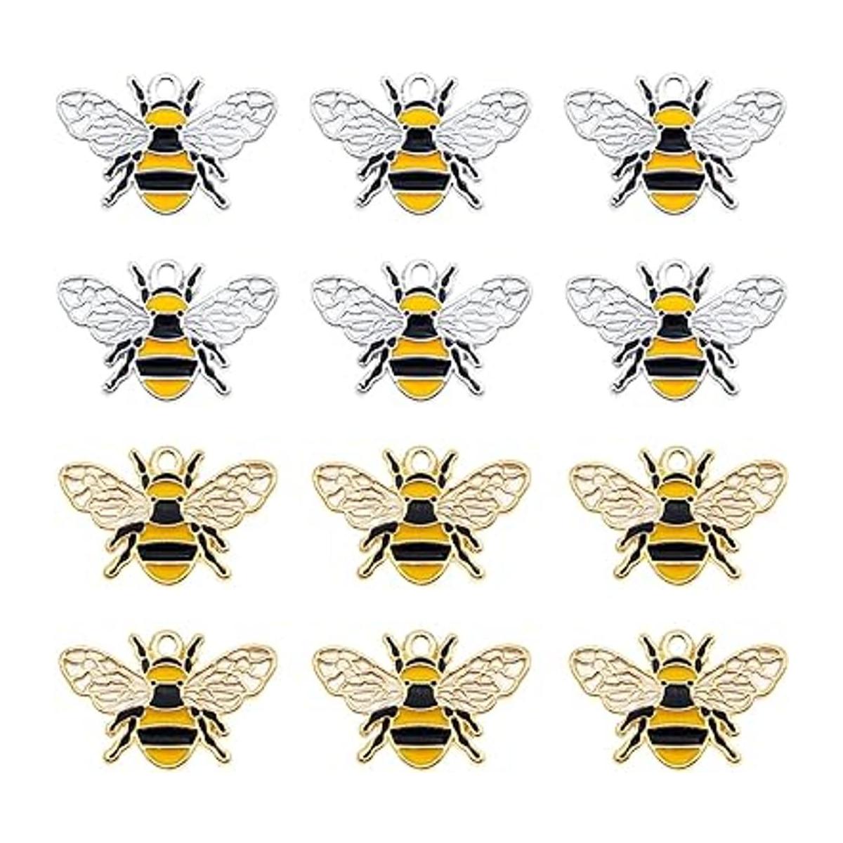 JJGrace 24pcs 1.024x0.669 in esmalte Little Bee Honeybee