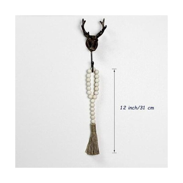 CVHOMEDECO. Guirnalda de cuentas de madera con borlas 3