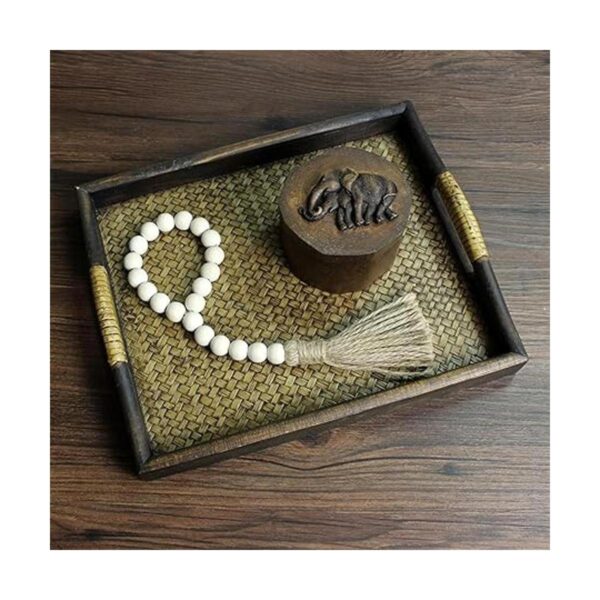 CVHOMEDECO. Guirnalda de cuentas de madera con borlas 3