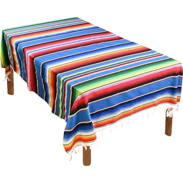 Hxezoc Manta mexicana de 59 x 84 pulgadas mantel de rayas_1