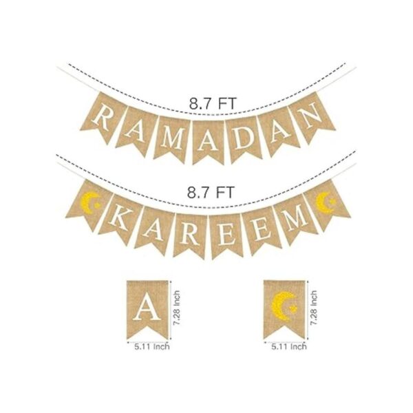 Paquete de 2 banderines Ramadan Kareem de arpillera_2