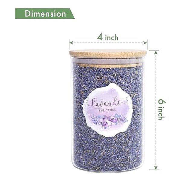 4 tazas de lavanda en botella de vidrio pequeña capullos