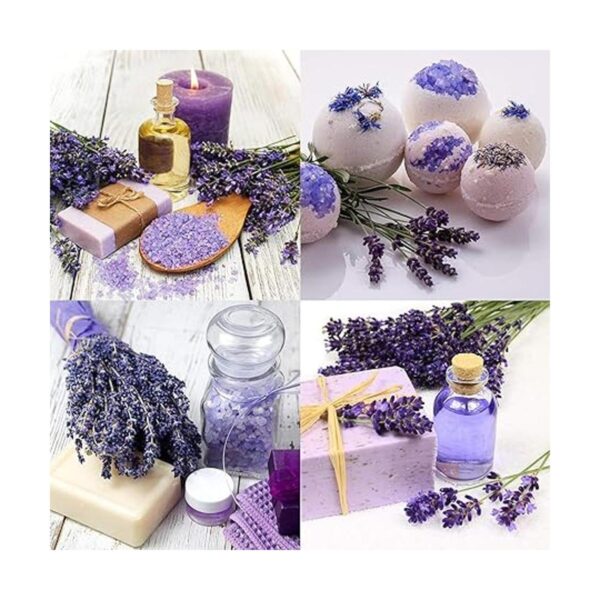4 tazas de lavanda en botella de vidrio pequeña capullos