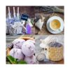 4 tazas de lavanda en botella de vidrio pequeña capullos