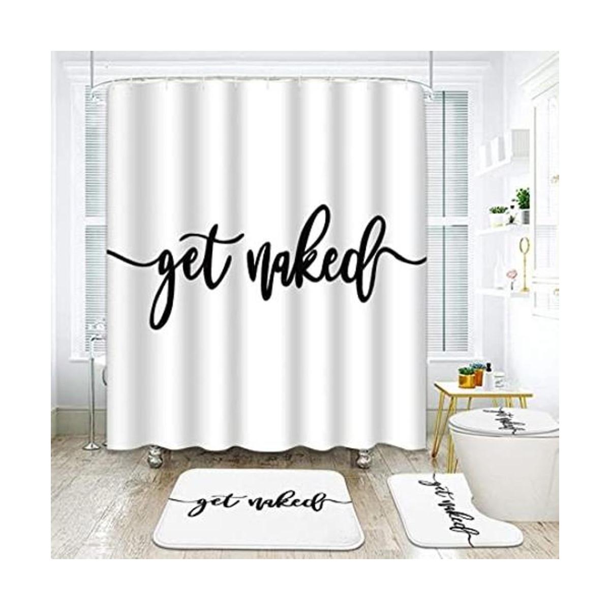 ArtSocket Juego de 4 cortinas de ducha con fondo blanco y