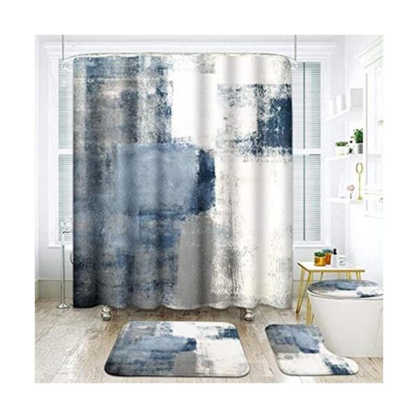 ArtSocket Juego de 4 cortinas de ducha color azul marino_1