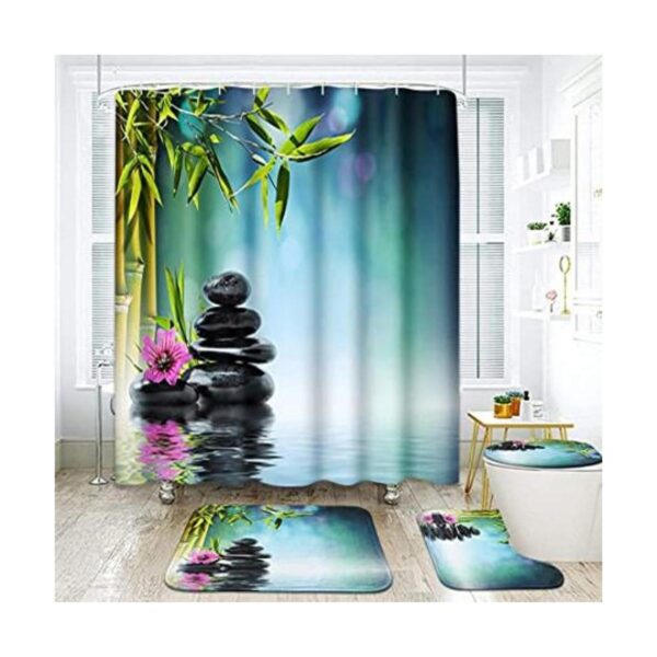 ArtSocket Juego de 4 cortinas de ducha de piedra negra_1