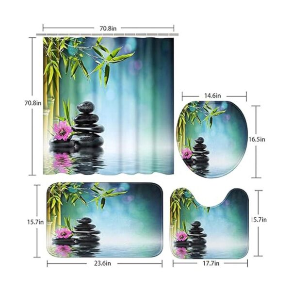 ArtSocket Juego de 4 cortinas de ducha de piedra negra_5