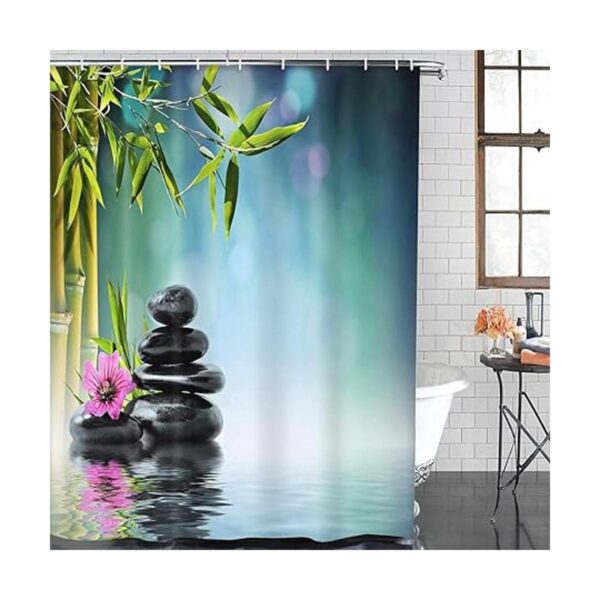 ArtSocket Juego de 4 cortinas de ducha de piedra negra_2
