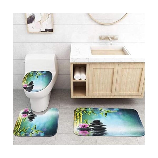 ArtSocket Juego de 4 cortinas de ducha de piedra negra_4