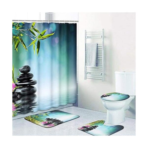 ArtSocket Juego de 4 cortinas de ducha de piedra negra_3