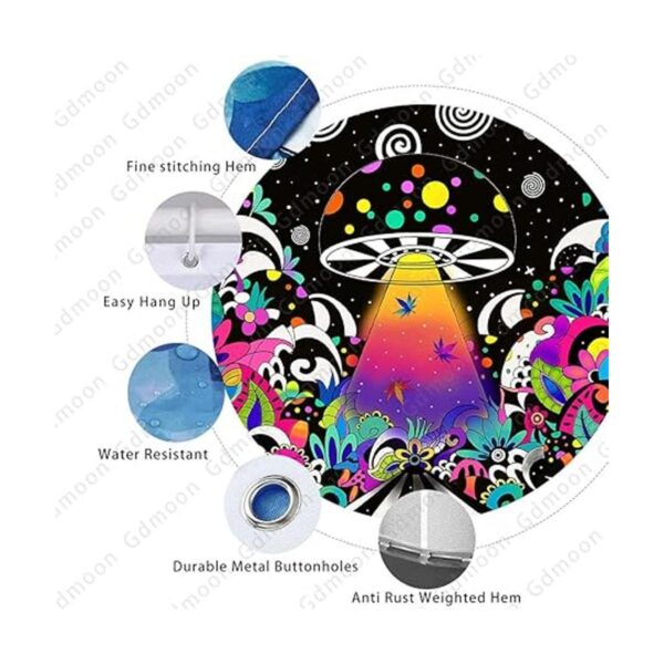 Gdmoon Cortina de ducha de hongos hippie OVNI_3