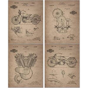 Harley Davidson Patent Prints Juego de 4 8 pulgadas por_1