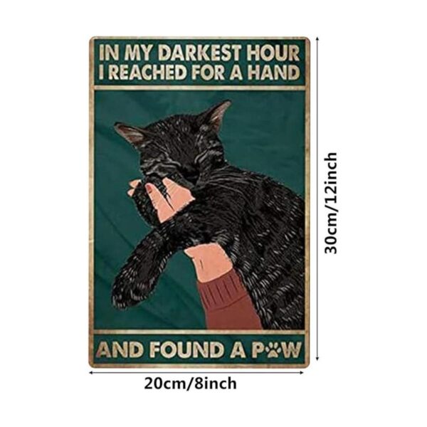 Letrero de metal con diseño de pata de gato en mi hora_5