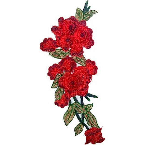 MSCFTFB 4 piezas 3D largo rosa flor bordado parche coser