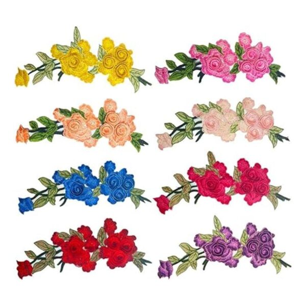 MSCFTFB 4 piezas 3D largo rosa flor bordado parche coser