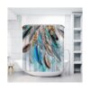 Artmyharbor Cortina de ducha de plumas verde azul_5