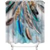Artmyharbor Cortina de ducha de plumas verde azul_2