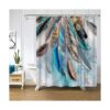 Artmyharbor Cortina de ducha de plumas verde azul_4
