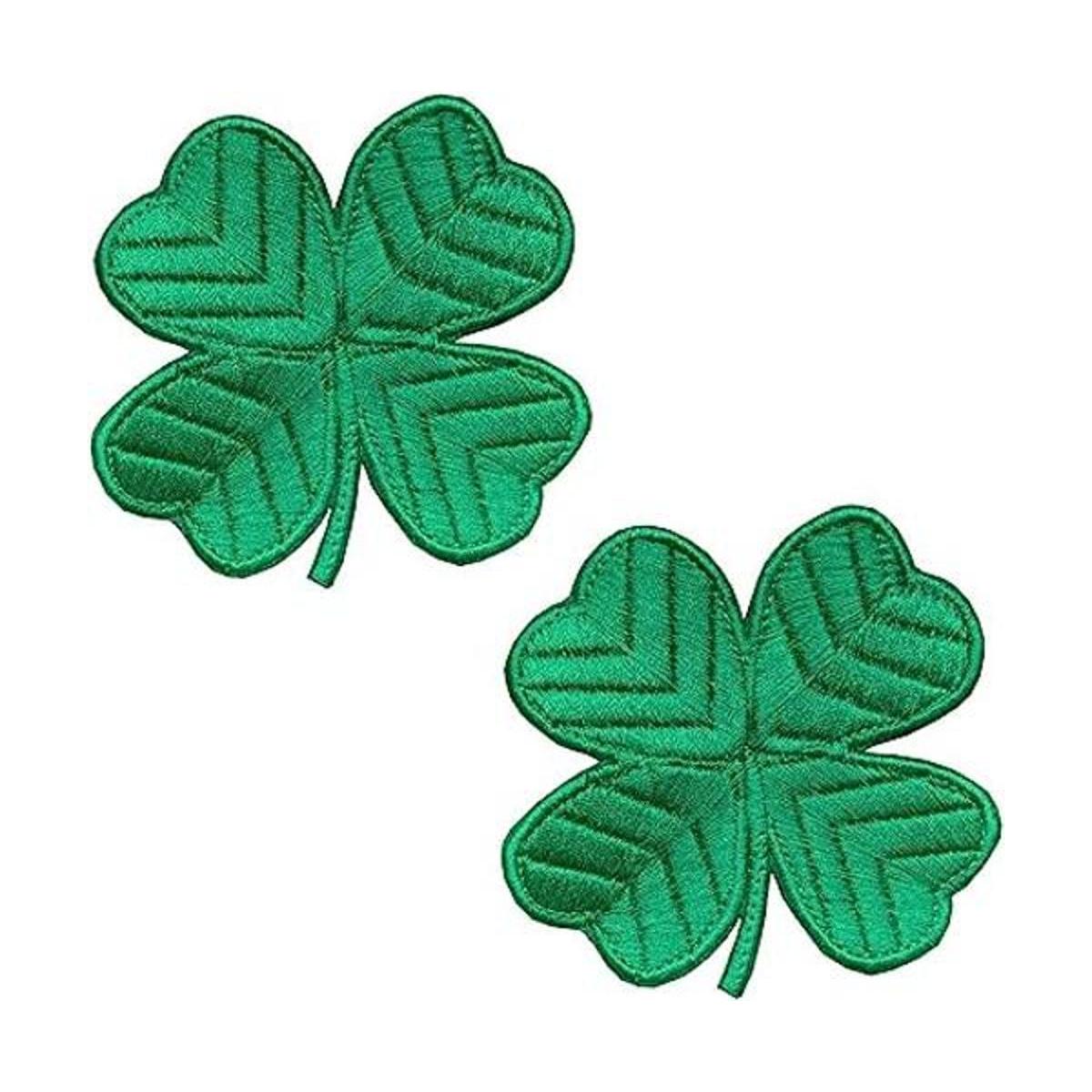 Paquete de 2 emblemas bordados de trébol irlandés verde