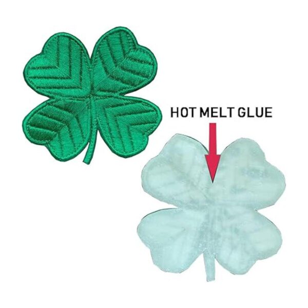 Paquete de 2 emblemas bordados de trébol irlandés verde_2
